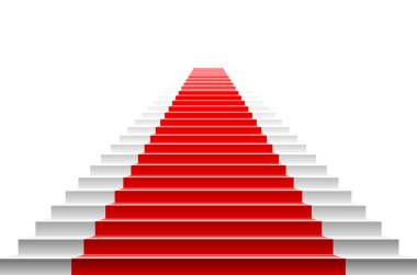 Merdivenler, kırmızı halı ile kaplı. bir spot ışığı ile aydınlatılan sahne