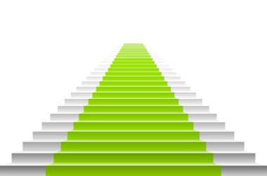 Yeşil bir halı ile merdiven. Yeşil halı ile merdiven. vektör halı merdiven