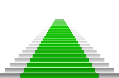 Yeşil bir halı ile merdiven. Yeşil halı ile merdiven. vektör halı merdiven