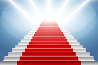 Merdivenler, kırmızı halı ile kaplı. bir spot ışığı ile aydınlatılan sahne