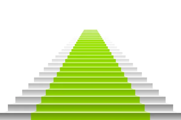 Stairs with a green carpet. staircase with green carpet. vector carpet stairs — Stock Vector