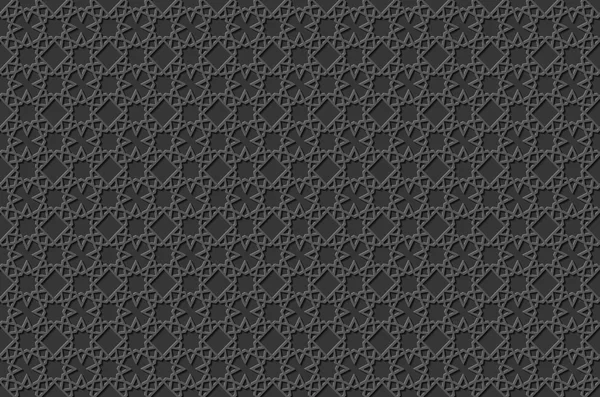 アラビア語パターン黒シームレスなアラビアの影を持つ抽象的な三角形の背景 — ストックベクタ