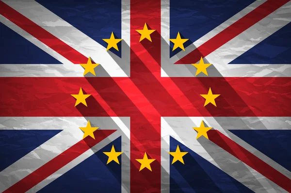 Egyesült Királyság és az Európai Unió együtt a 2016 népszavazás Összegyűrt papír alapon. Vintage hatású brexit — Stock Vector