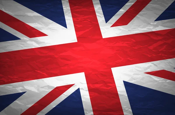 Union Jack sur fond de papier froissé. Effet vintage — Image vectorielle