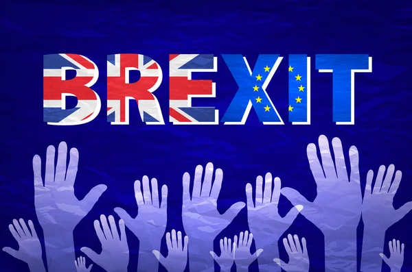 Brexit szöveg elszigetelt vektor kezét. az Európai Közösség, az Egyesült Királyság zászlaja — Stock Vector