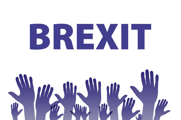 Brexit Testo Mano vettoriale isolata. bandiera della Comunità europea del Regno Unito — Vettoriale Stock