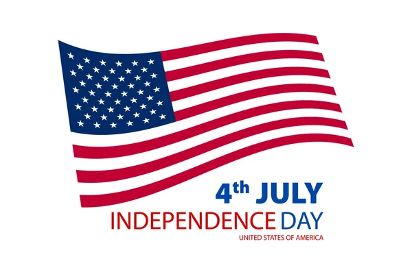 Feliz dia da independência Estados Unidos da América, 4 de julho cartão com design plano — Vetor de Stock