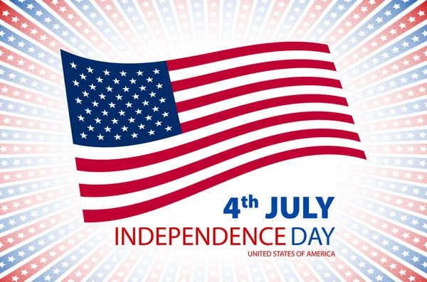 Feliz dia da independência Estados Unidos da América, 4 de julho cartão com design plano — Vetor de Stock