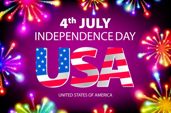 Fireworks background for 4th of July Independense Day. Fourth of July Independence Day card. Independence day fireworks. Independence day celebrate. Independence Day festive. USA Independence Day vect