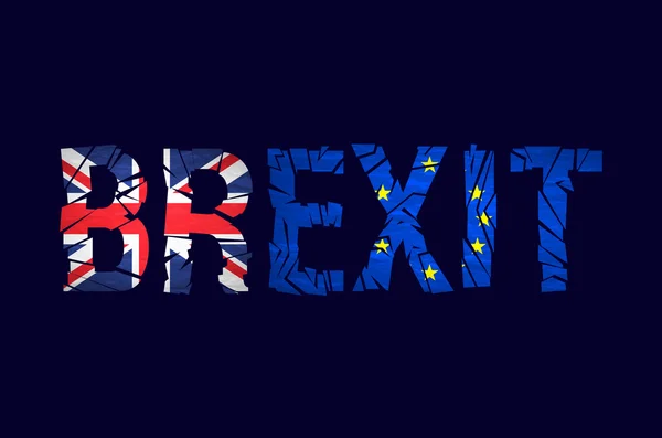 Brexit fissures Texte isolé. Royaume-Uni sortie de l'image relative de l'Europe. Brexit nommé processus politique. Thème référendaire — Image vectorielle