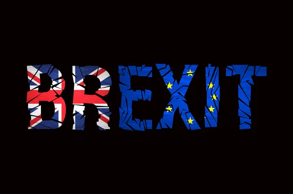 Brexit Texte isolé. Brexit fissures Texte isolé. Royaume-Uni sortie de l'image relative de l'Europe. Brexit nommé processus politique. Thème référendaire — Image vectorielle