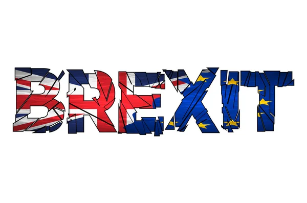 Brexit szöveg elszigetelt. Brexit repedések szöveg izolált. Egyesült Királyság kilépés Európából relatív kép. Brexit nevű politikai folyamat. Népszavazás téma — Stock Vector