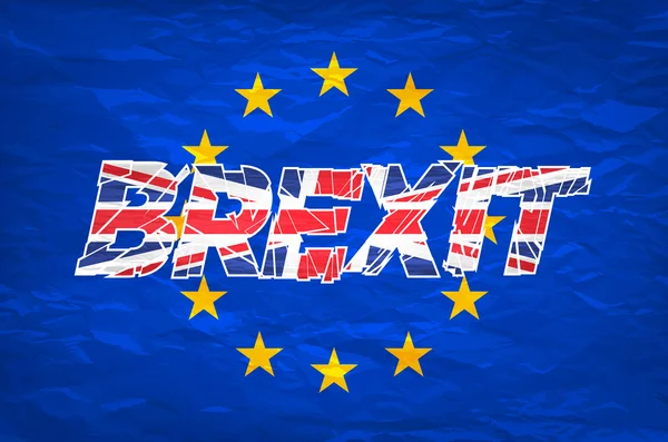 Brexit. İngiltere'nin Avrupa Birliği vektöründen olası çıkışını göstermek için Birleşik Krallık ve Avrupa Birliği bayrakları — Stok Vektör