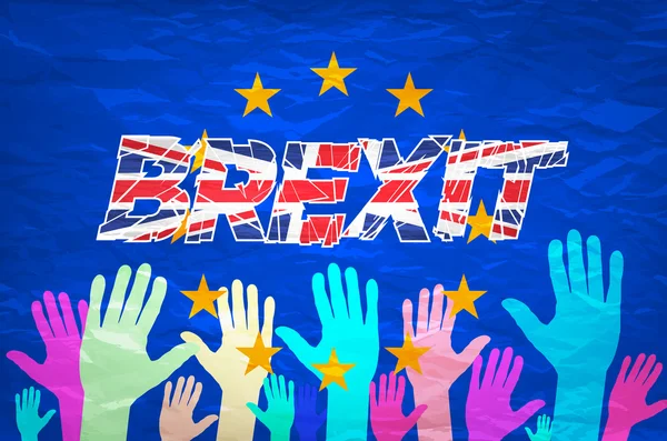 Brexit κείμενο απομονωμένες τέχνη διανυσματικά πολύχρωμες χέρι — Διανυσματικό Αρχείο