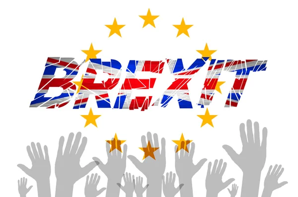 Brexit Texto Isolado arte vetor mão. bandeira da Comunidade Europeia do vetor do Reino Unido — Vetor de Stock