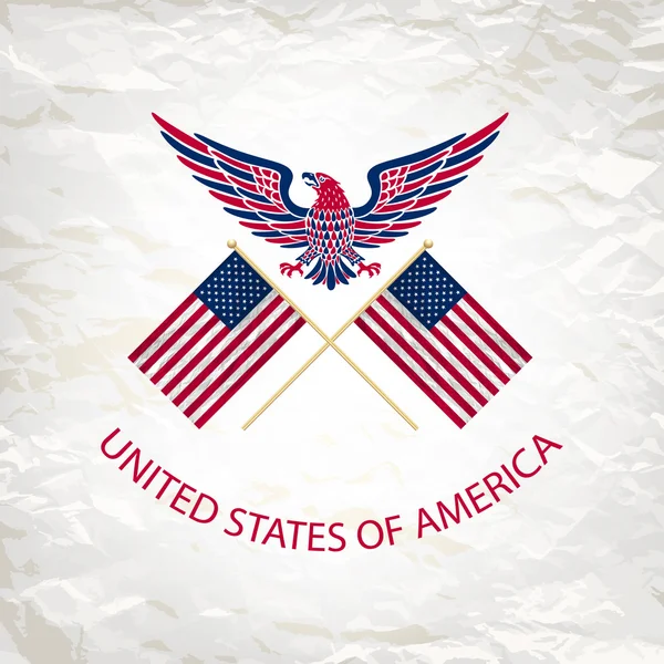 容易编辑矢量插画的老鹰与美国国旗为独立日 — 图库矢量图片