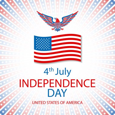 Amerika Kartal Vektörü. Amerikan kartalı arka planı. Bağımsızlık günü için Amerikan bayrağı ile kartal vektör illüstrasyon u