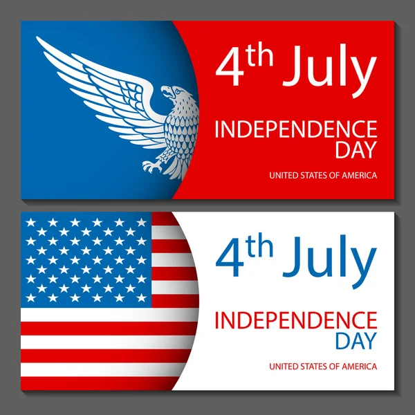 Sztandary 4 lipca tła z amerykańską flagą. Niezależność dzień niepodległość rysunek szkic wektor — Wektor stockowy