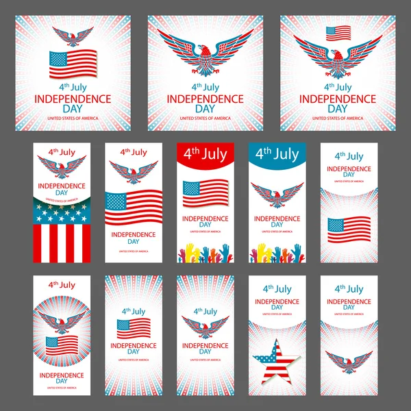 Happy USA Independence Day - Fourth of July - July 4th Vector Set — Stock Vector