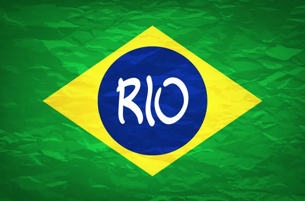 Rio design. Le drapeau du Brésil. Un vieux drapeau grunge du Brésil vecteur d'état — Image vectorielle