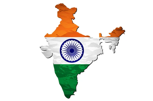 印度国旗地图的矢量图. — 图库矢量图片
