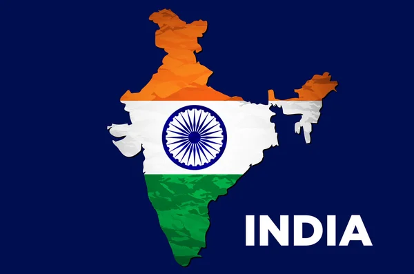印度国旗地图的矢量图. — 图库矢量图片