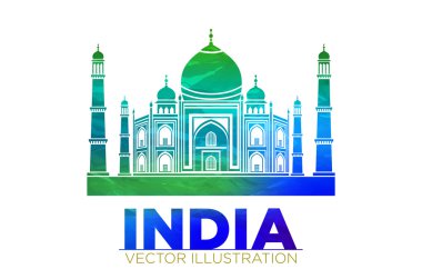 Retro World Wonder of Taj Mahal Palace in India Vector Illustration clipart