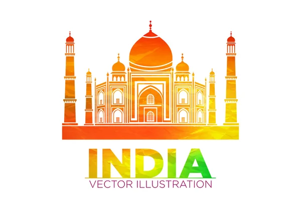Stencil met de Taj Mahal op een zonsondergang achtergrond. vector — Stockvector