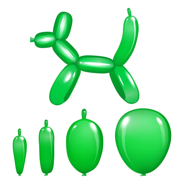 Zielony pies Zabawka z balonu na białym tle. ilustracja 3D. wektor — Wektor stockowy