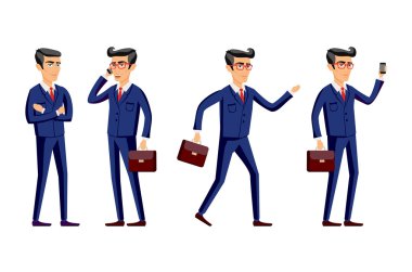 Mutlu ofis adam kümesi. Vektör çizim