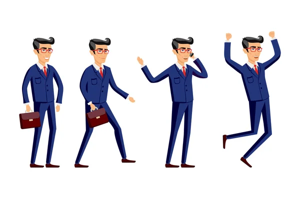 Set van Happy office man. Vectorillustratie — Stockvector