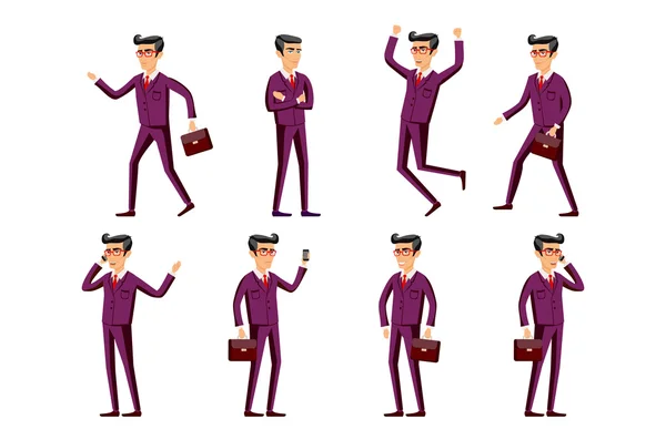 Coleção de ilustrações de pessoas de negócios em diferentes poses —  Vetores de Stock