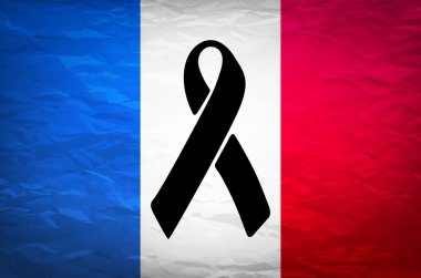 Siyah Şerit Fransa vektör bayrağı üzerinde yas