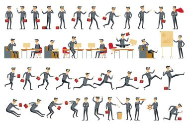 İş insanlar farklı pozlar vektör resimlerde topluluğu