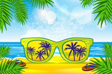 vektör yaz bulanık beach, güneş gözlüklü,