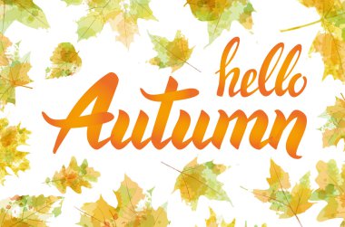 doğa yaprak. Merhaba, sonbahar. Suluboya turuncu doku. Vektör.