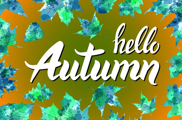Hallo Herbst. Von Hand gezeichnete unterschiedlich gefärbte Herbstblätter. Skizze, Gestaltungselemente. Vektorillustration. — Stockvektor