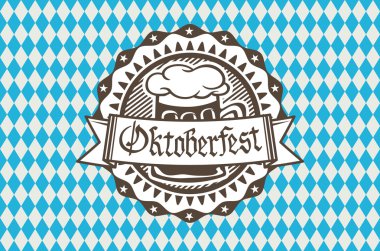 Oktoberfest için vektör logo pub veya fest, bira bardağı oktoberfest afiş, Bavyera tasarlamak vektör için geleneksel vintage pub için ağzına kadar dolu köpük sırasında bar