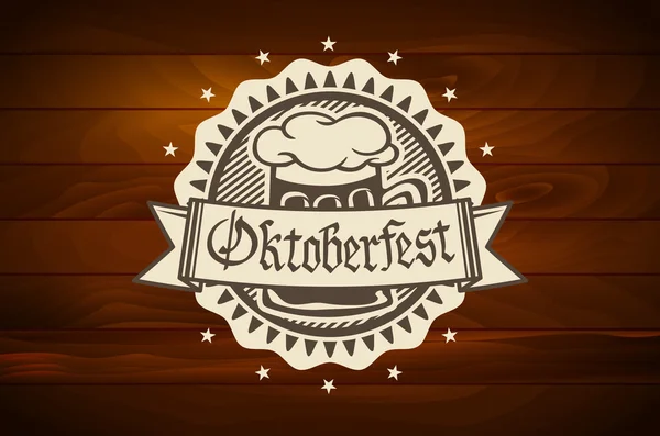 Oktoberfest pub veya zanaat bira bira etiket tarz Retro yanık ahşap vektör