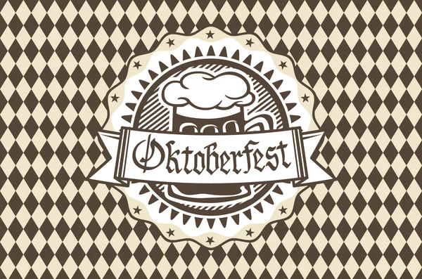Oktoberfest için vektör logo pub veya fest, bira bardağı oktoberfest afiş, Bavyera tasarlamak vektör için geleneksel vintage pub için ağzına kadar dolu köpük sırasında bar