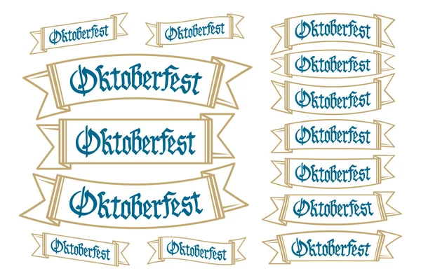 Oktoberfest bannery v bavorských barvách vektorové sady. Bavorský festival bílá a modrá stuha Oktoberfest. Mnichov design národní ikona Oktoberfest stuha kultura tradice barevné znamení. — Stockový vektor