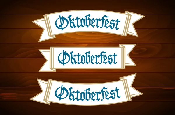 Oktoberfest banner στο παλιό ξύλινο υφή διάνυσμα — Διανυσματικό Αρχείο