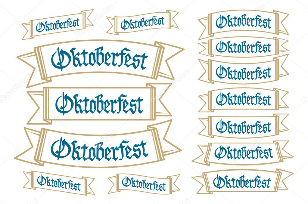 Oktoberfest banners in bavarian colors vector set. Bavaria festival white and blue Oktoberfest ribbon. Munich design national icon Oktoberfest ribbon culture tradition colorful sign. art