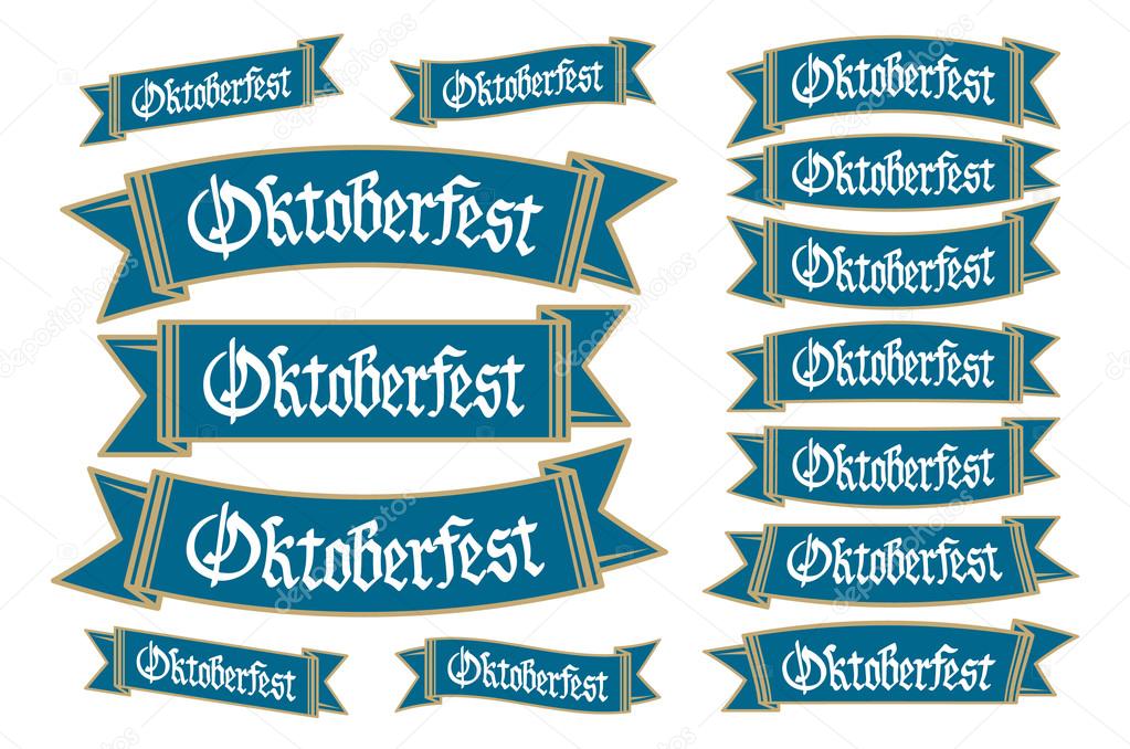 Oktoberfest banners in bavarian colors vector set. Bavaria festival white and blue Oktoberfest ribbon. Munich design national icon Oktoberfest ribbon culture tradition colorful sign. art