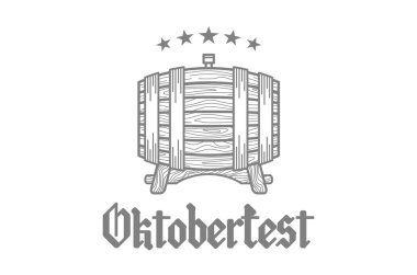 Lastik damga bira varil, kupa ve metin Bira Festivali Oktoberfest vektör çizim Retro tarz.