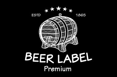 fıçı kroki. Vintage Logo şablonlar kümesi bira evi, bira şirketi, kafeler, barlar, Restoran için. Vektör toplama