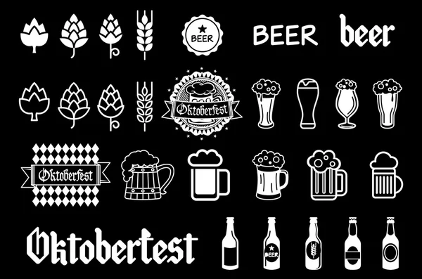 Conjunto de iconos de cerveza negra vectorial. lager — Archivo Imágenes Vectoriales