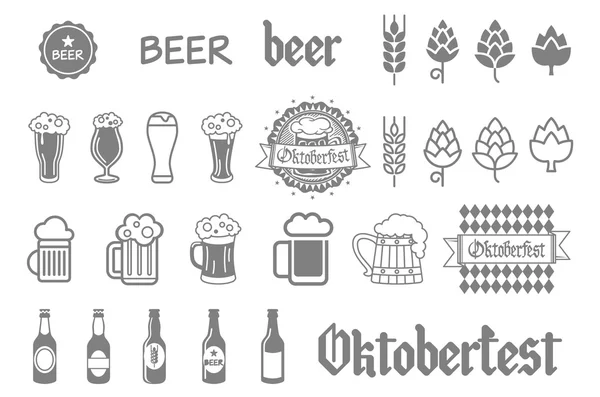Conjunto simple de iconos vectoriales relacionados con la cerveza para su diseño — Vector de stock