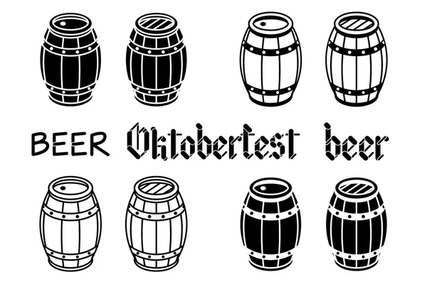 Barriles listos. Vector cerveza madera oktoberfest — Archivo Imágenes Vectoriales