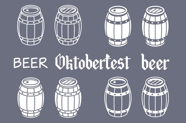 Barrels set. Vector beer oktoberfest wood — Stock Vector